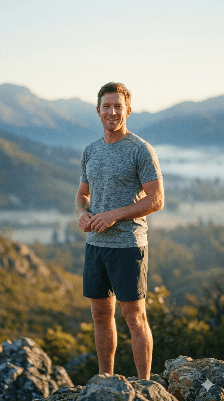 Selbstbewusster, entspannter Mann in warmem Licht